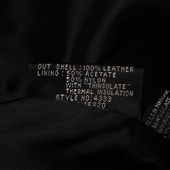 Vintage Pelle Cuir Black Embossed 100% Leather Trench Coat Shoulder Pads Size L - Picture 15 of 16